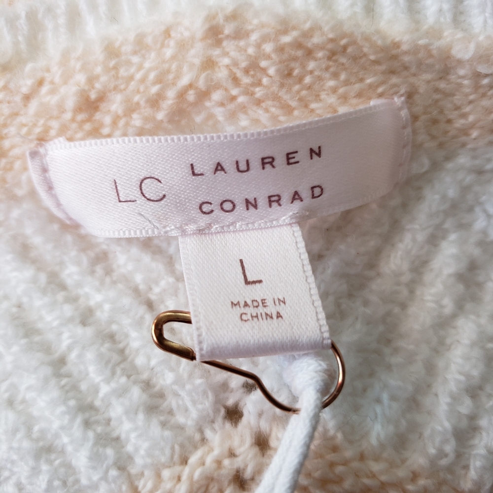 NWT LC LAUREN CONRAD Two Tone Scallop Edge Sweater - Picture 5 of 8